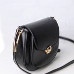 Bergen Flapover Crossbody Bag w/ Twist Lock Closure - Black