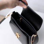 Bergen Flapover Crossbody Bag w/ Twist Lock Closure - Black