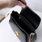 Bergen Flapover Crossbody Bag w/ Twist Lock Closure - Black