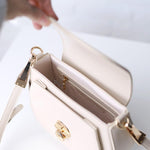 Bergen Flapover Crossbody Bag w/ Twist Lock Closure - Greige