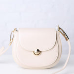 Bergen Flapover Crossbody Bag w/ Twist Lock Closure - Greige