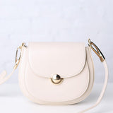 Bergen Flapover Crossbody Bag w/ Twist Lock Closure - Greige