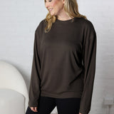 Bettina Boyfriend Hacci Long Sleeve Top - Dark Olive FINAL SALE