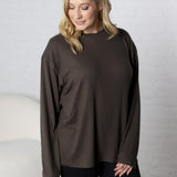 Bettina Boyfriend Hacci Long Sleeve Top - Dark Olive FINAL SALE