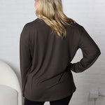 Bettina Boyfriend Hacci Long Sleeve Top - Dark Olive FINAL SALE