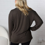 Bettina Boyfriend Hacci Long Sleeve Top - Dark Olive FINAL SALE