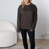 Bettina Boyfriend Hacci Long Sleeve Top - Dark Olive FINAL SALE