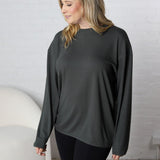 Bettina Boyfriend Hacci Long Sleeve Top - Urban Grey