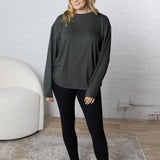 Bettina Boyfriend Hacci Long Sleeve Top - Urban Grey