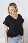Bexley Cuffed S/S Blouse - Black