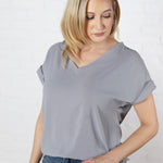 Bexley Cuffed S/S Blouse - Cool Grey