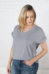 Bexley Cuffed S/S Blouse - Cool Grey