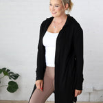 Bexley Open Front Hooded Cardigan - Black - FINAL SALE