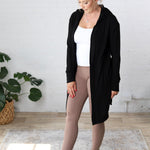 Bexley Open Front Hooded Cardigan - Black - FINAL SALE