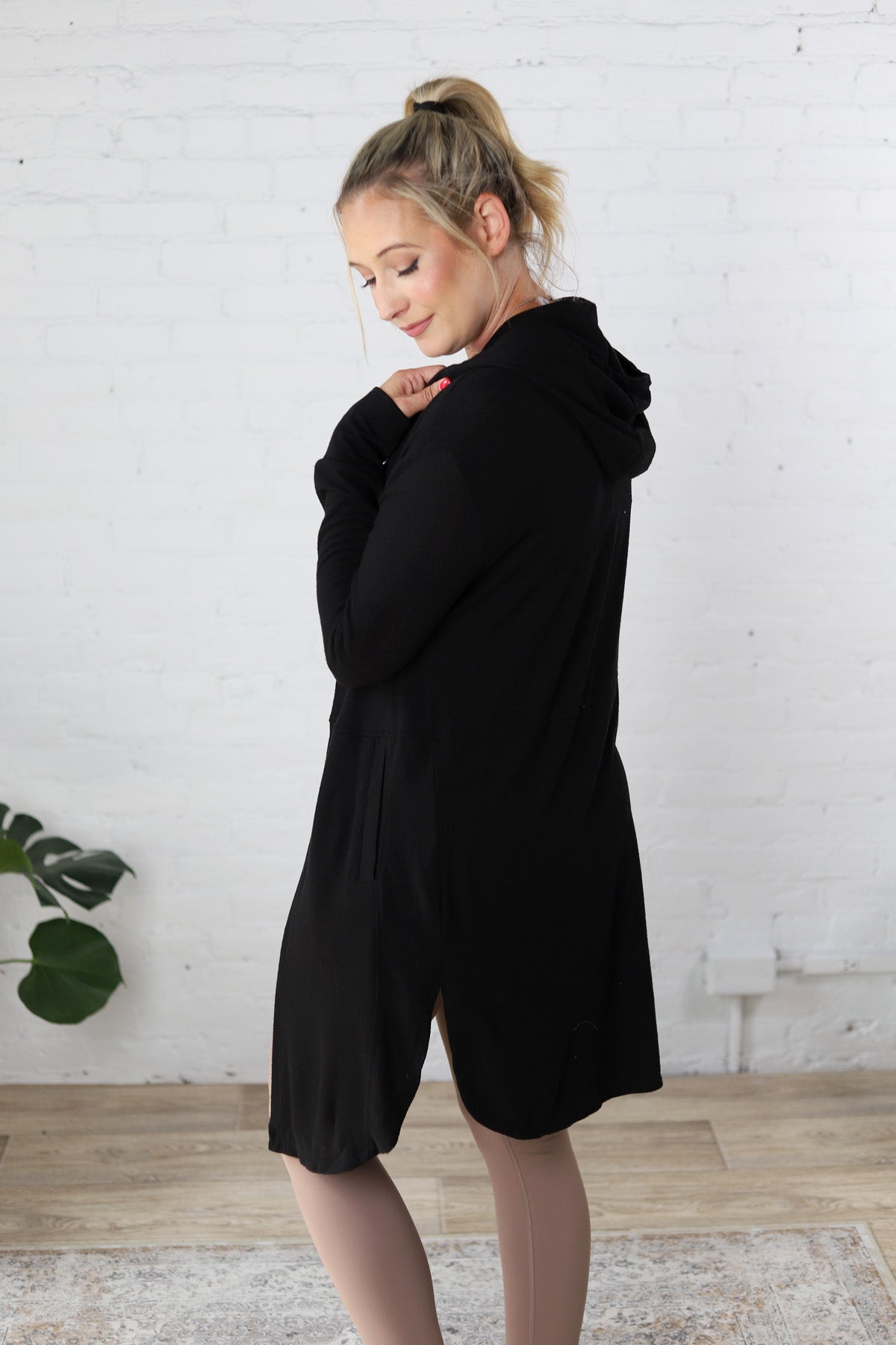 Bexley Open Front Hooded Cardigan - Black - FINAL SALE