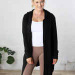 Bexley Open Front Hooded Cardigan - Black - FINAL SALE