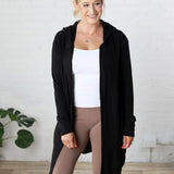 Bexley Open Front Hooded Cardigan - Black - FINAL SALE