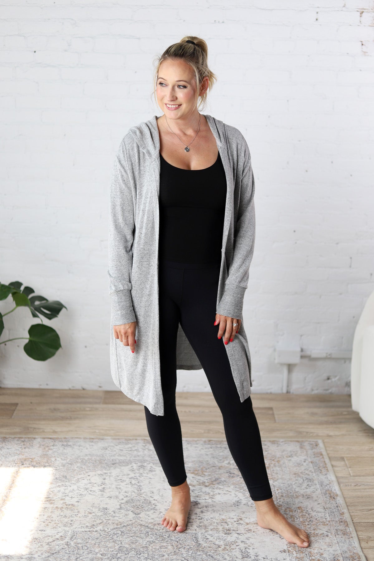 Bexley Open Front Hooded Cardigan - Charcoal - FINAL SALE