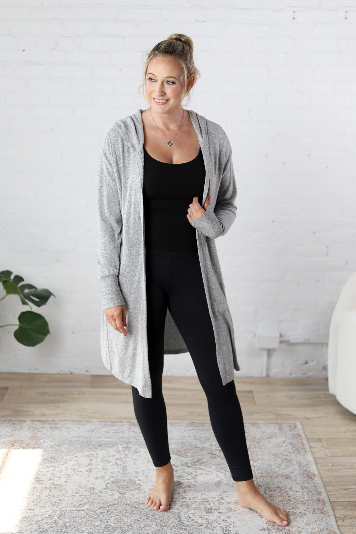 Bexley Open Front Hooded Cardigan - Charcoal - FINAL SALE