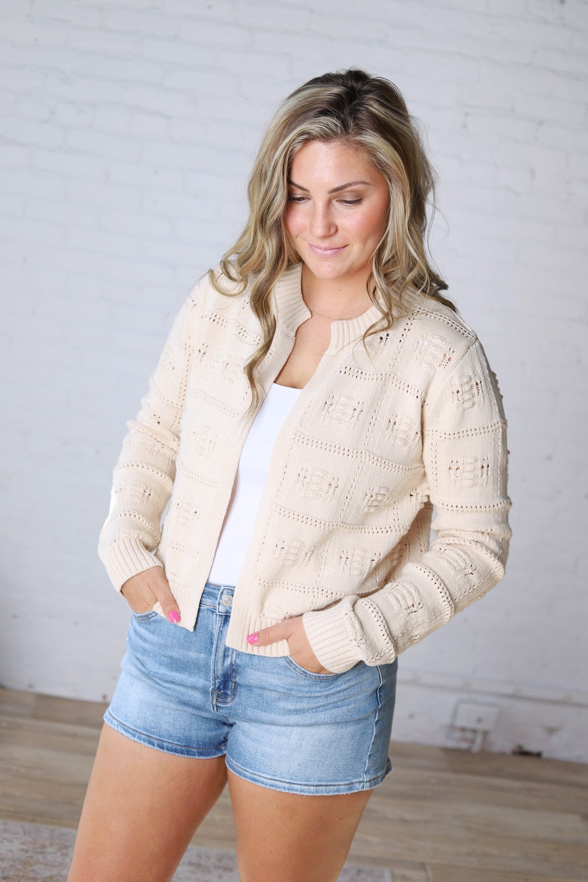 Bexley Textured Sweater Cardigan - Beige