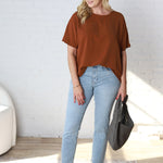 Bianka Solid Blouse - Mocha Brown