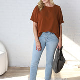 Bianka Solid Blouse - Mocha Brown