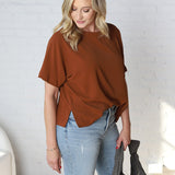 Bianka Solid Blouse - Mocha Brown