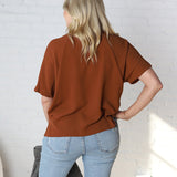 Bianka Solid Blouse - Mocha Brown