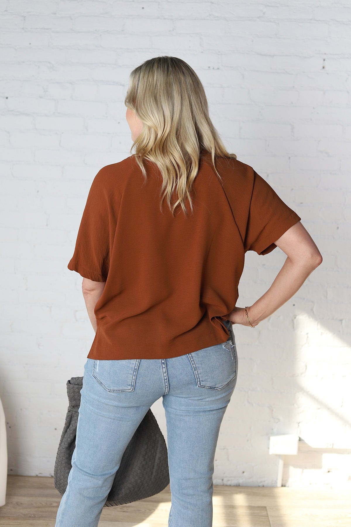 Bianka Solid Blouse - Mocha Brown