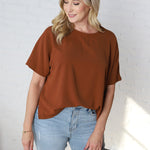 Bianka Solid Blouse - Mocha Brown