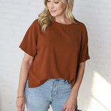 Bianka Solid Blouse - Mocha Brown