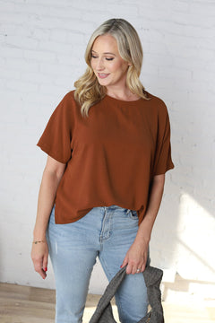 Bianka Solid Blouse - Mocha Brown