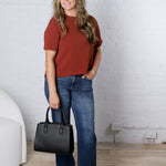 Bianka Solid Blouse - Red Brown
