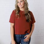 Bianka Solid Blouse - Red Brown
