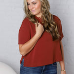 Bianka Solid Blouse - Red Brown