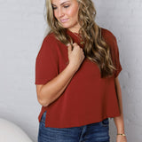 Bianka Solid Blouse - Red Brown