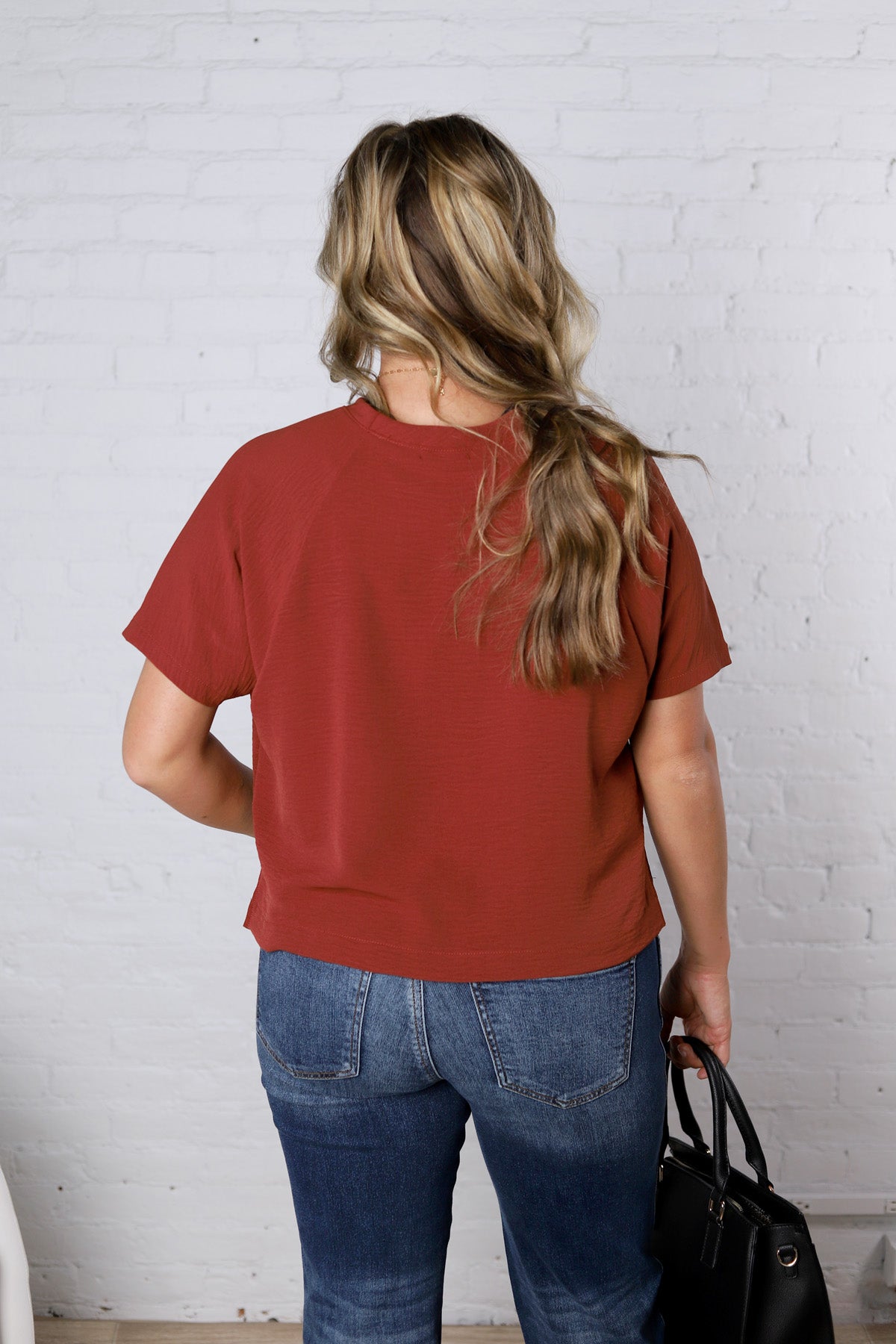 Bianka Solid Blouse - Red Brown