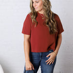 Bianka Solid Blouse - Red Brown
