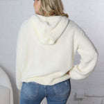 Blair Half Zip Hoodie Knit Pullover - Cream - FINAL SALE