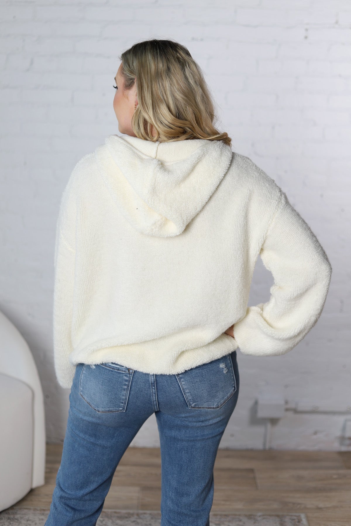 Blair Half Zip Hoodie Knit Pullover - Cream - FINAL SALE