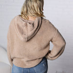 Blair Half Zip Hoodie Knit Pullover - Latte