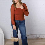 Blaise Scallop Neck Edge Chiffon Sleeve Top