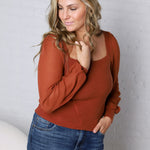 Blaise Scallop Neck Edge Chiffon Sleeve Top