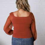 Blaise Scallop Neck Edge Chiffon Sleeve Top