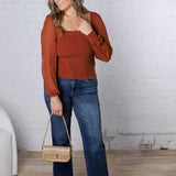 Blaise Scallop Neck Edge Chiffon Sleeve Top FINAL SALE