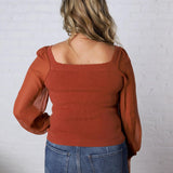 Blaise Scallop Neck Edge Chiffon Sleeve Top FINAL SALE