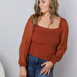 Blaise Scallop Neck Edge Chiffon Sleeve Top