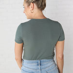 Blakely Ribbed Knit Top - Pine - FINAL SALE