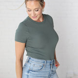 Blakely Ribbed Knit Top - Pine - FINAL SALE