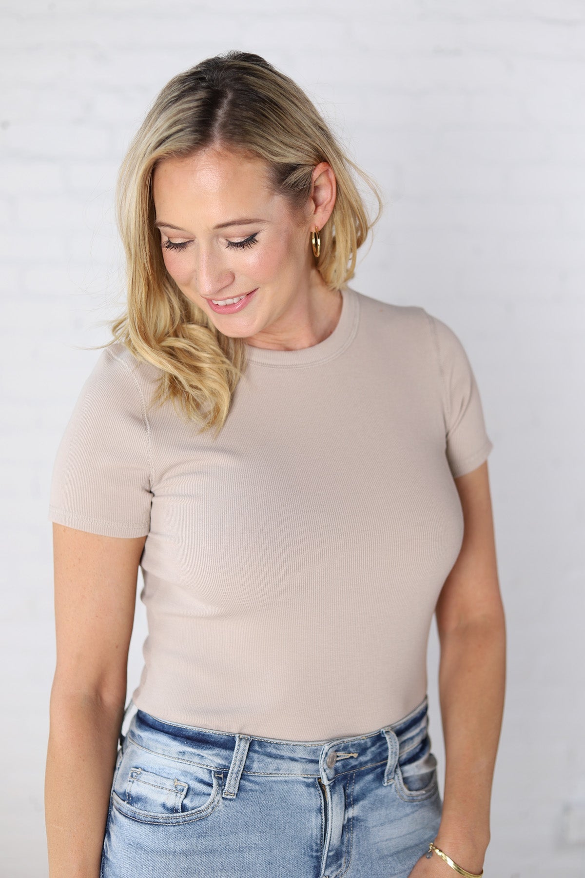 Blakely Ribbed Knit Top - Stone